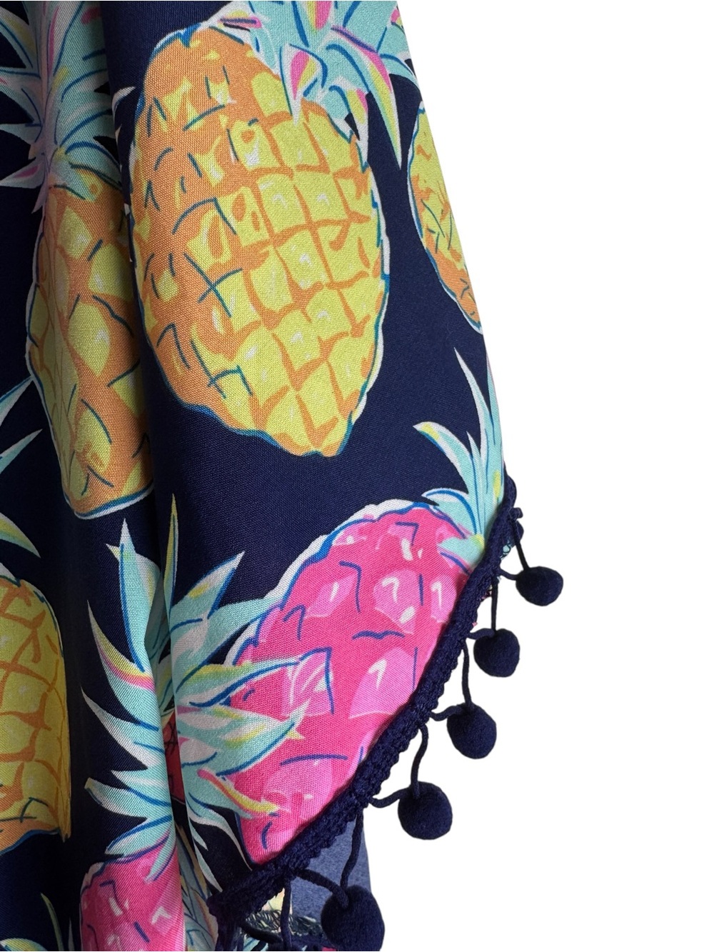 Simply Southern Pineapple Print Pom Pom Cover Up Size L - Picture 3 of 5